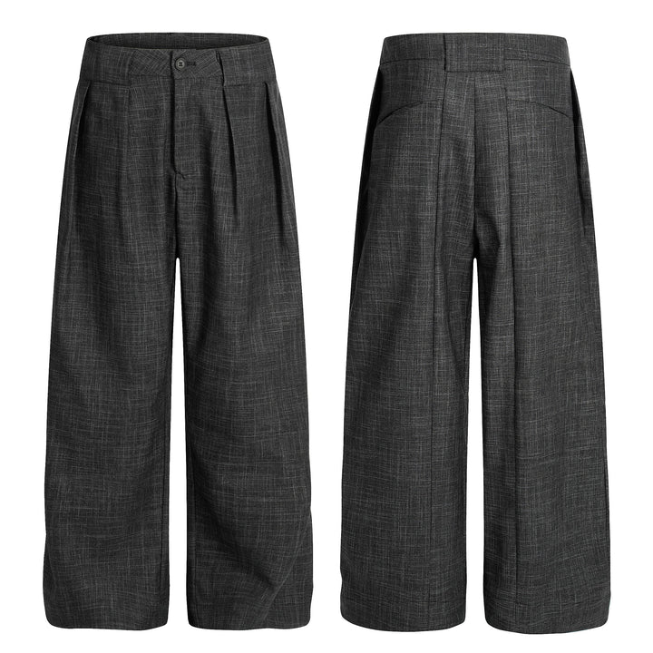 3-6-5.shop Textured Pleated Wide-Leg Trousers