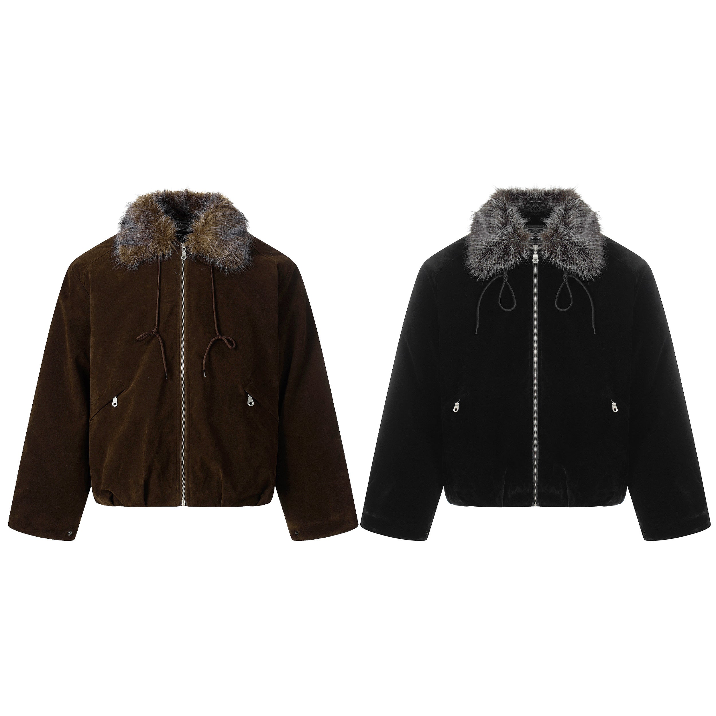 3-6-5.shop Faux Fur Collar Velvet Jacket