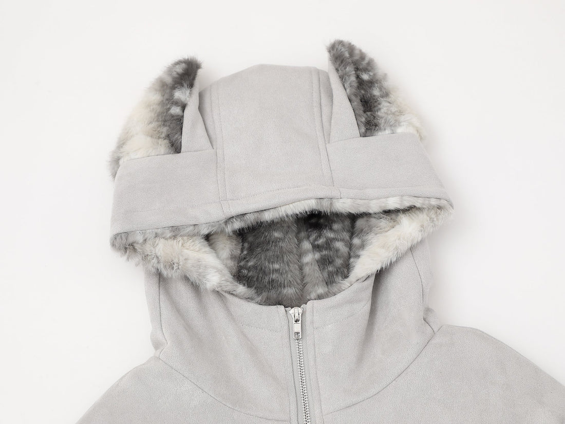 3-6-5.shop Furry-Ear Stretch Hoodie Jacket
