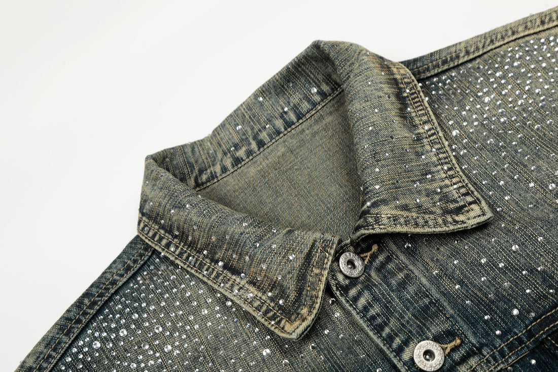 3-6-5.shop Rhinestone Gradient Denim Jacket