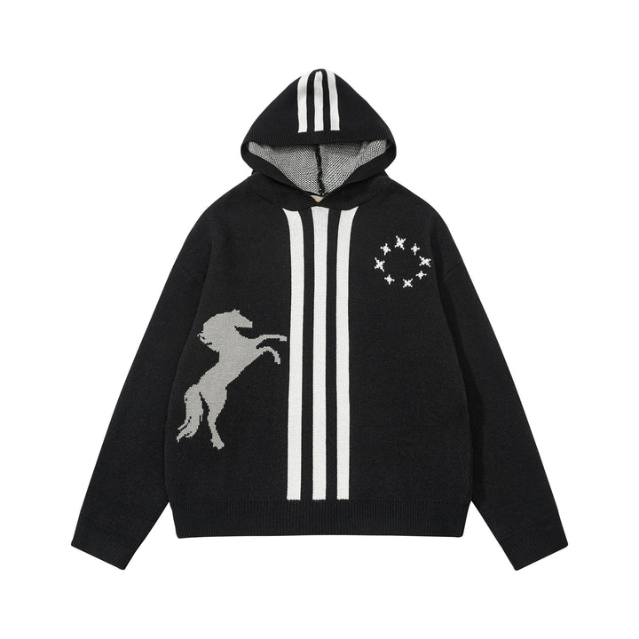 3-6-5.shop Horse Emblem Knit Hoodie