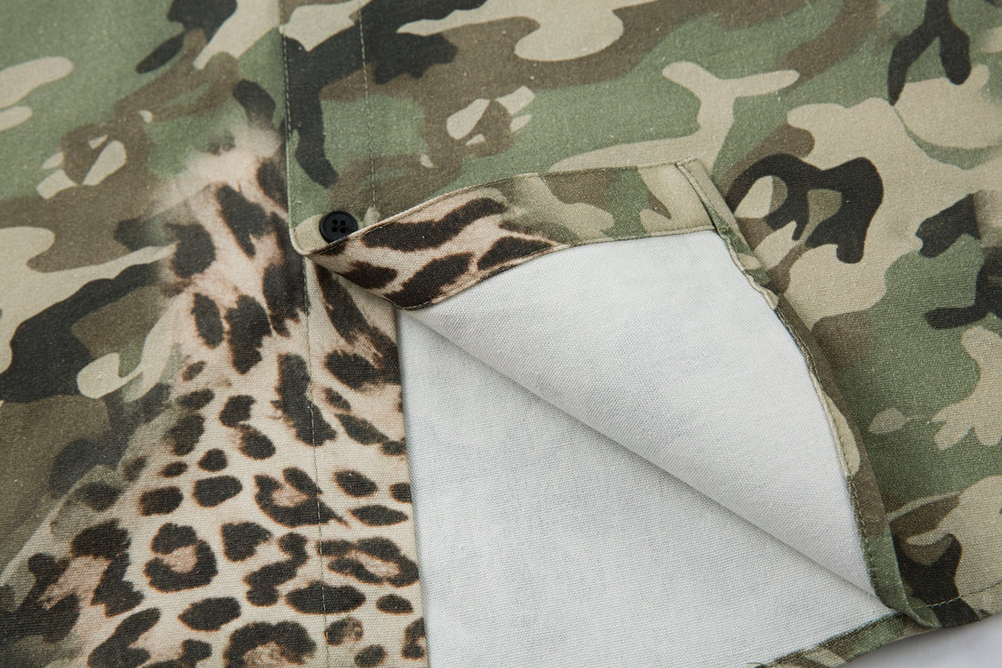 3-6-5.shop Layered Camo-Leopard Short-Sleeve Shirt