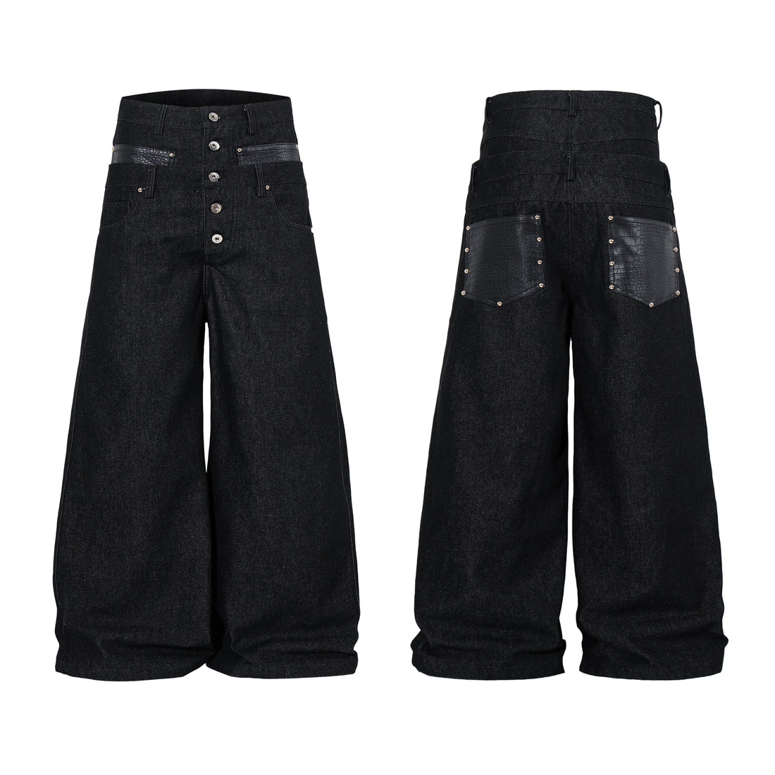 3-6-5.shop Wide Leg Button Fly Denim Pants