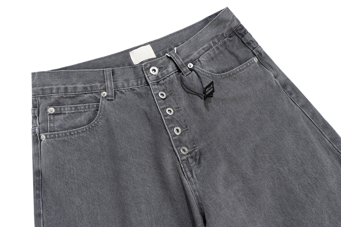 3-6-5.shop Button-Fly Washed Denim Pants