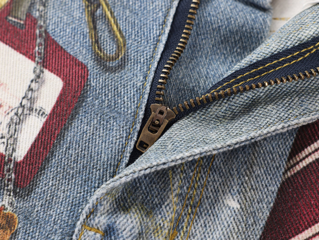 3-6-5.shop Tie-Detailed Washed Barrel Jeans