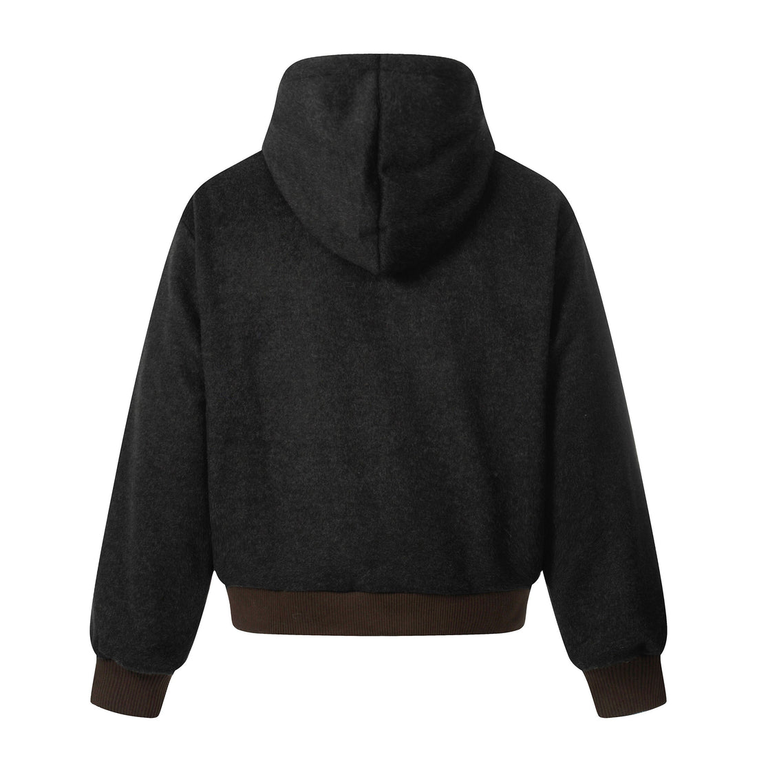 3-6-5.shop Wool Blend Fleece Hooded Bomber Jacket