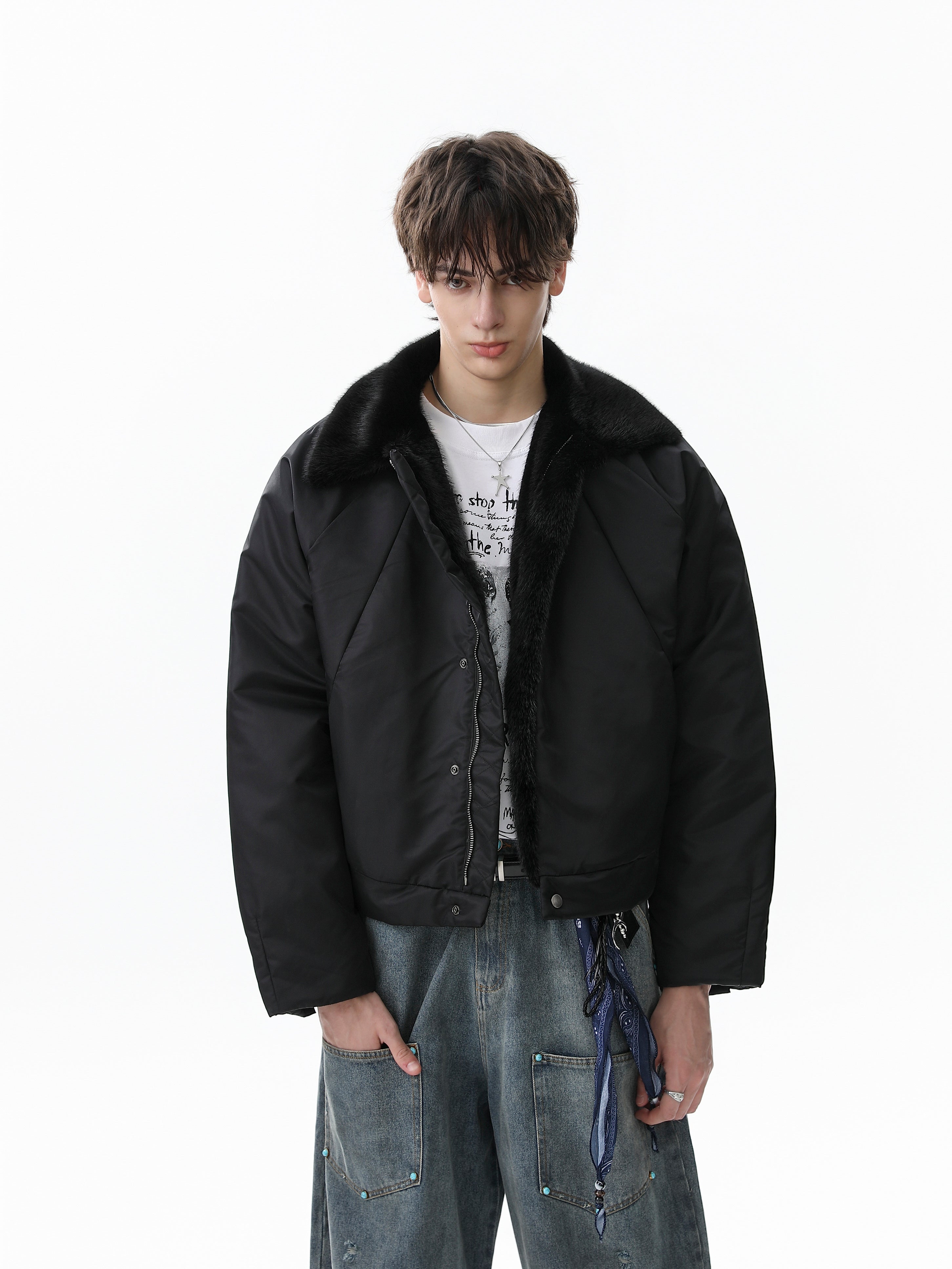 3-6-5.shop Faux Fur Collar Nylon Jacket