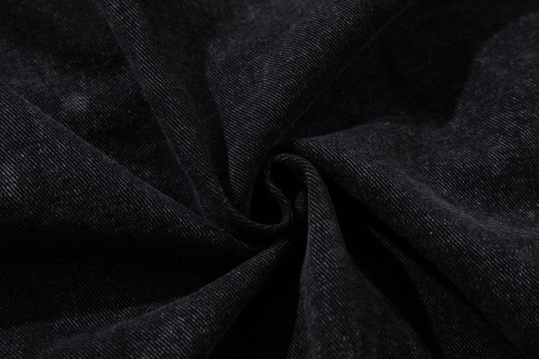 3-6-5.shop Toggle-Front Washed Denim Hoodie