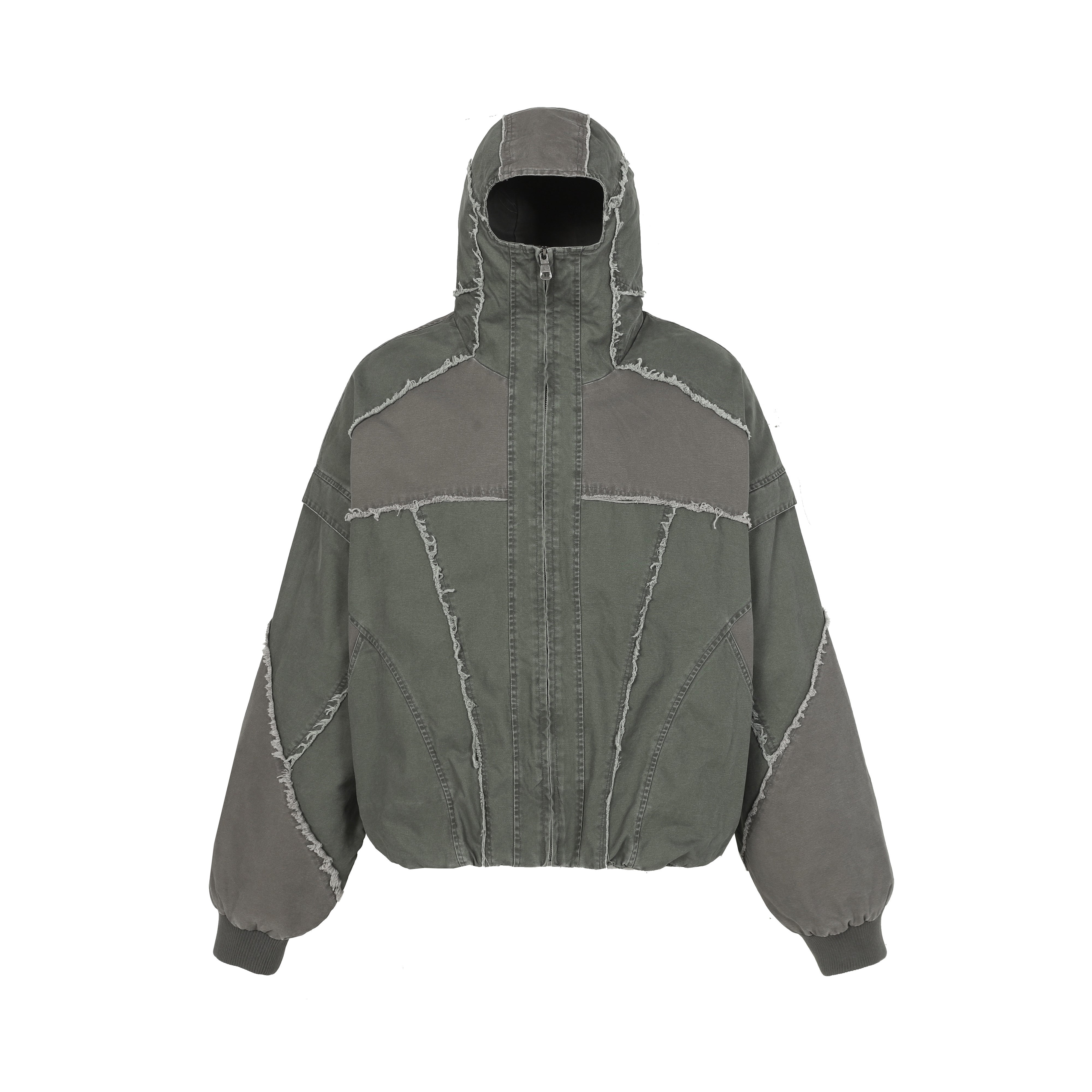 3-6-5.shop Multi-Panel Distressed Hooded Jacket