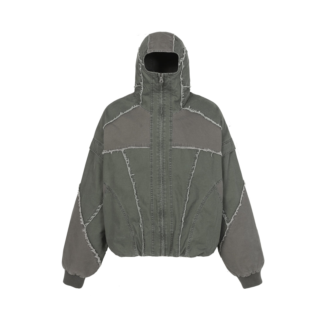 3-6-5.shop Multi-Panel Distressed Hooded Jacket