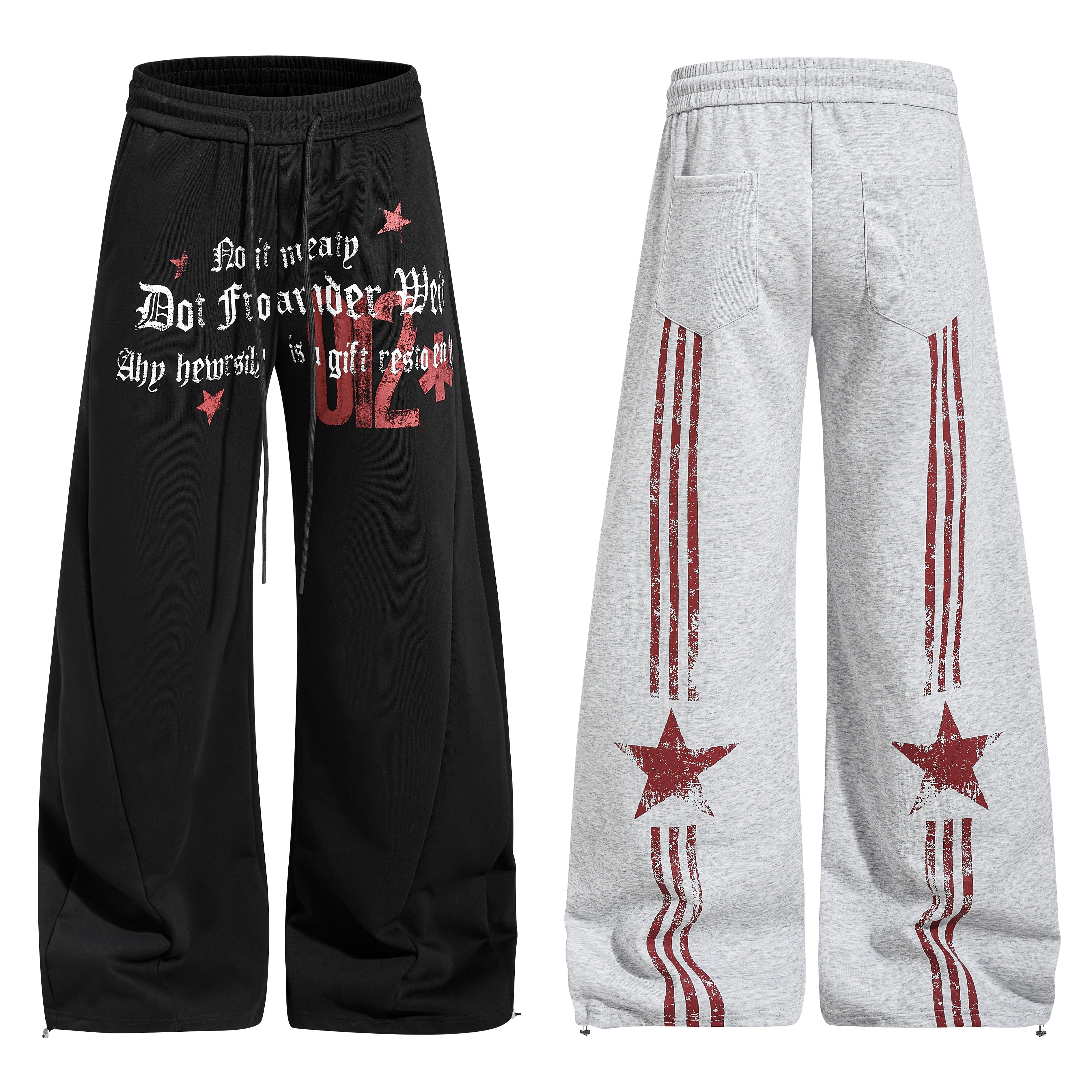 3-6-5.shop Vintage Star Wide-Leg Sweatpants