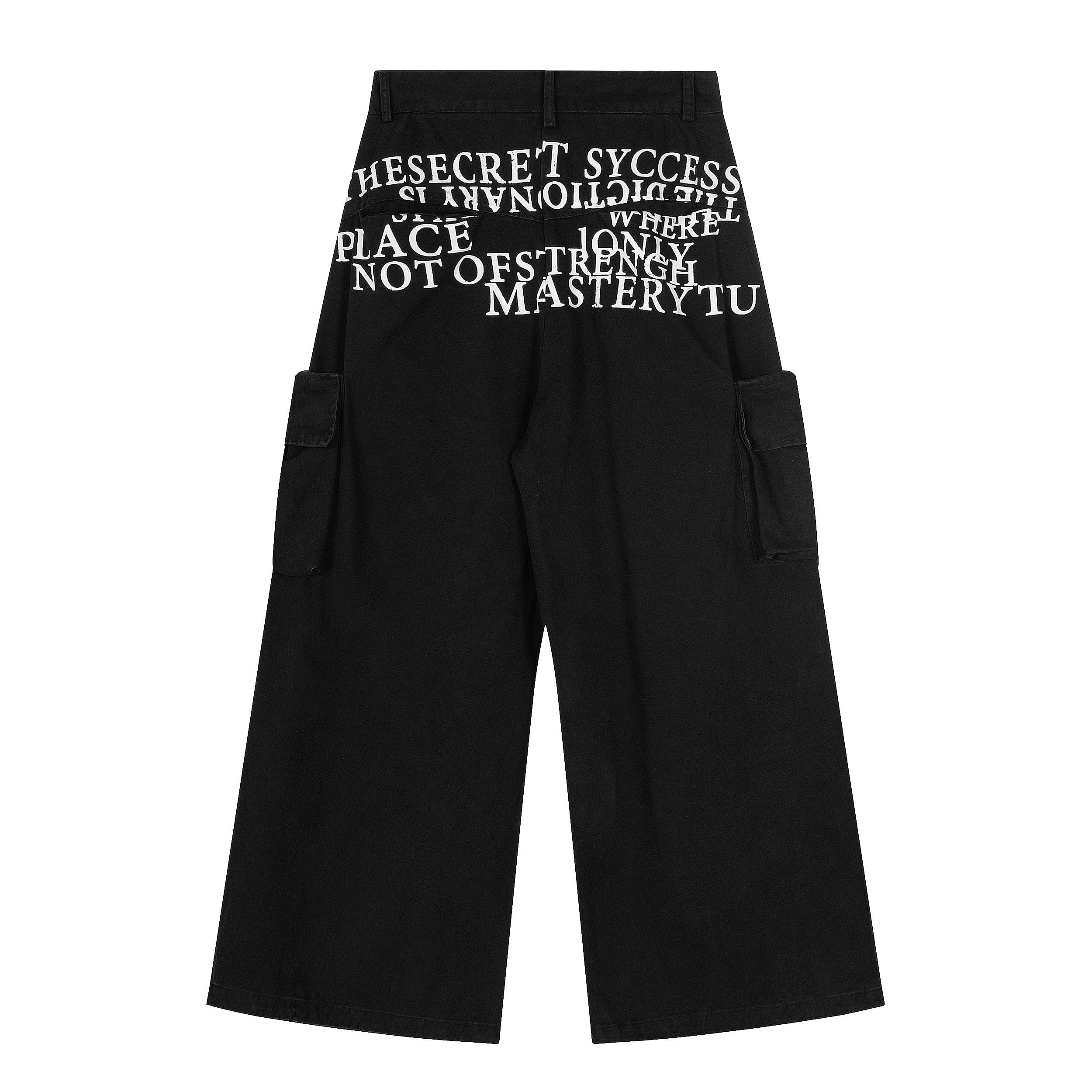 3-6-5.shop Typography Cargo Wide-Leg Pants