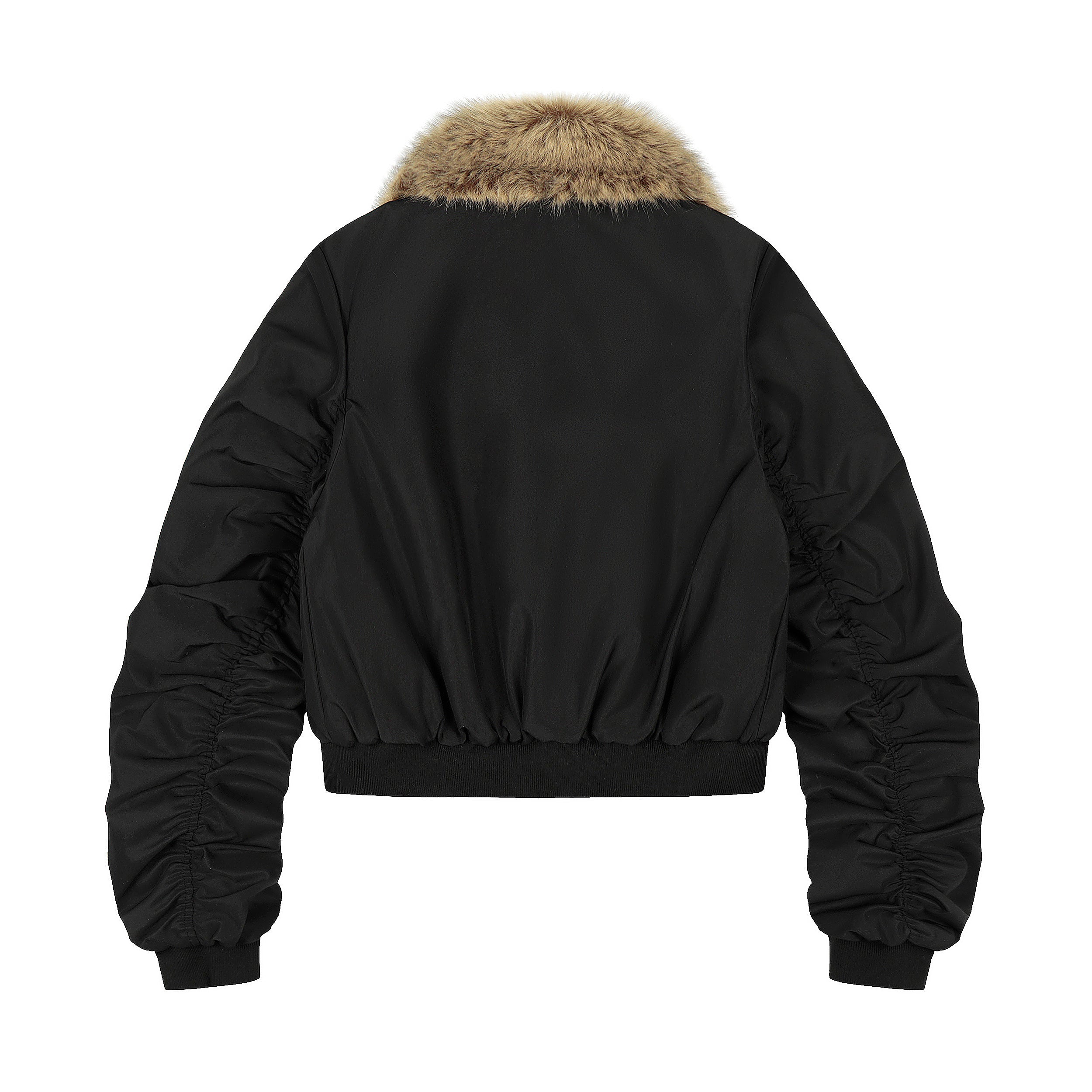 3-6-5.shop Detachable Faux Fur Scarf Bomber Jacket