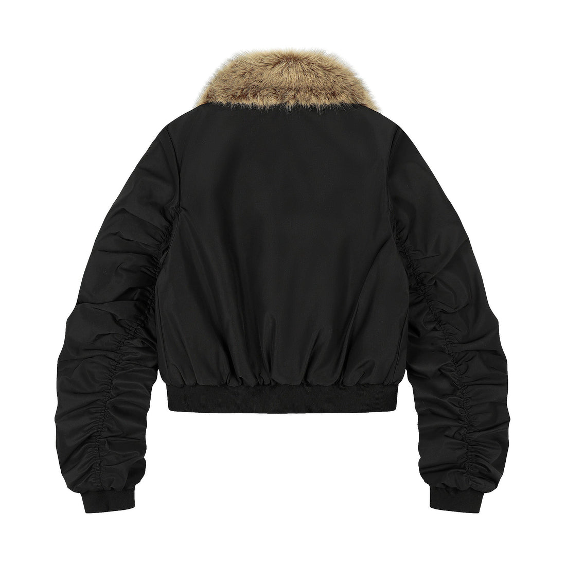 3-6-5.shop Detachable Faux Fur Scarf Bomber Jacket