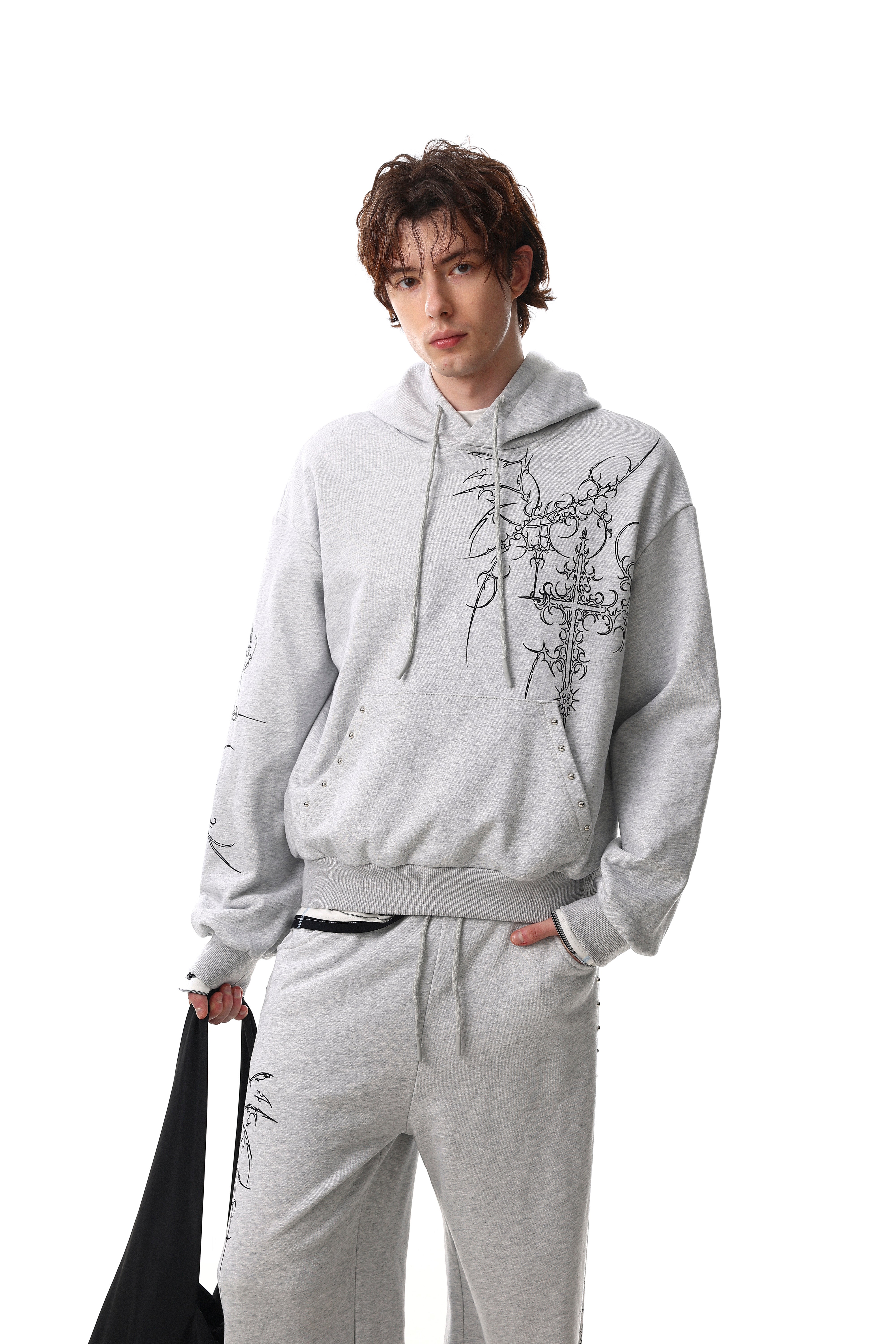 3-6-5.shop Gothic Line Graphic Wide-Leg Sweatpants