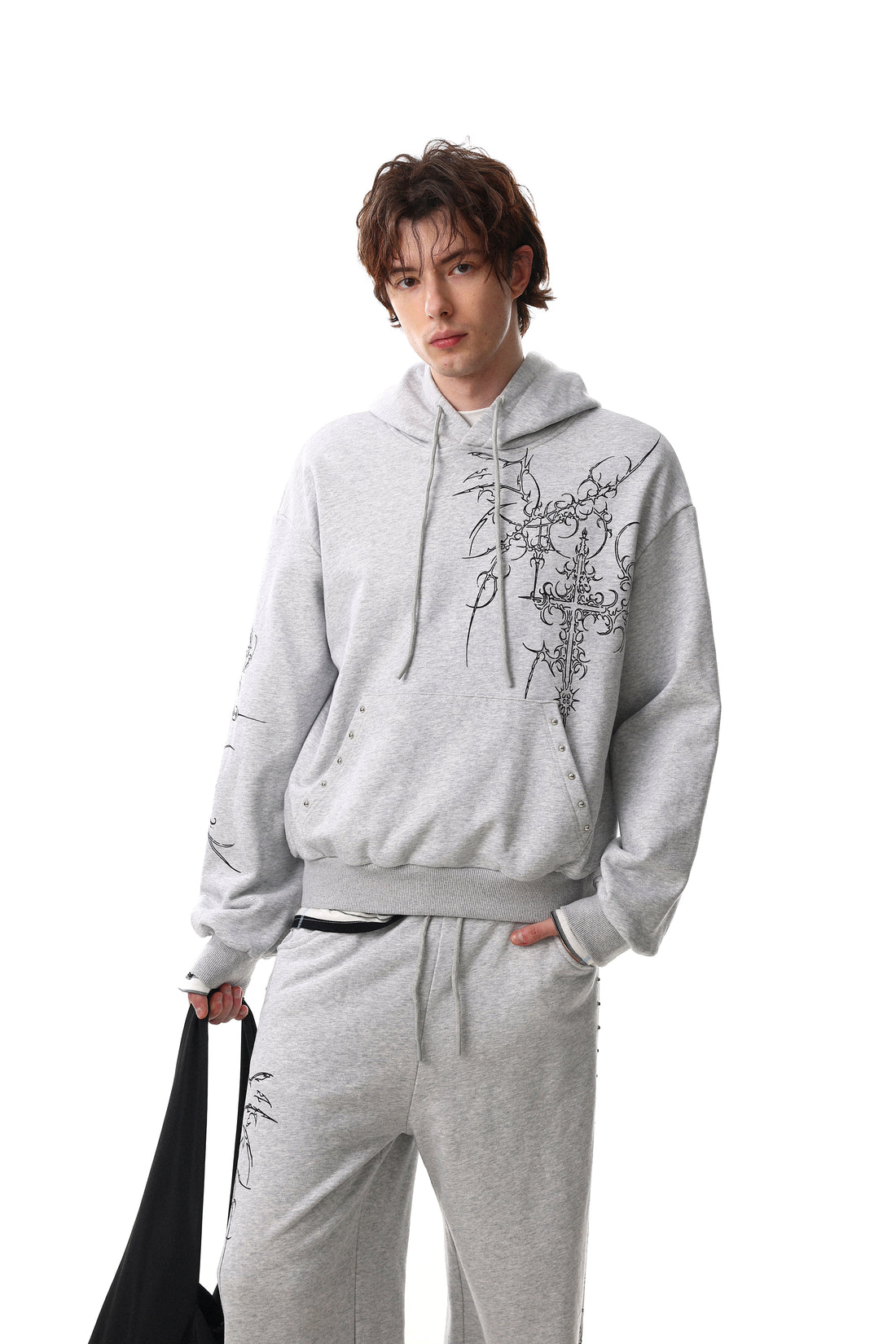 3-6-5.shop Gothic Line Graphic Wide-Leg Sweatpants