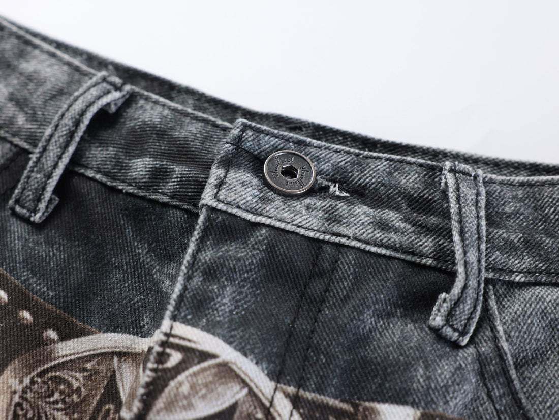 3-6-5.shop Washed Studded Wide-Leg Jeans