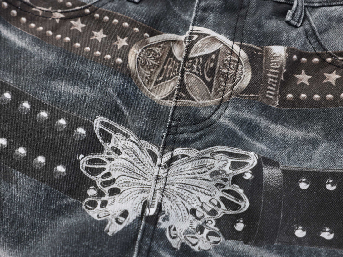 3-6-5.shop Washed Studded Wide-Leg Jeans