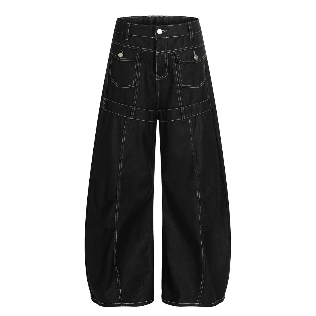 3-6-5.shop Contrast Stitch Wide Denim Pants