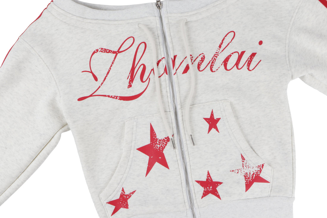 3-6-5.shop Star Off-Shoulder Zip Hoodie