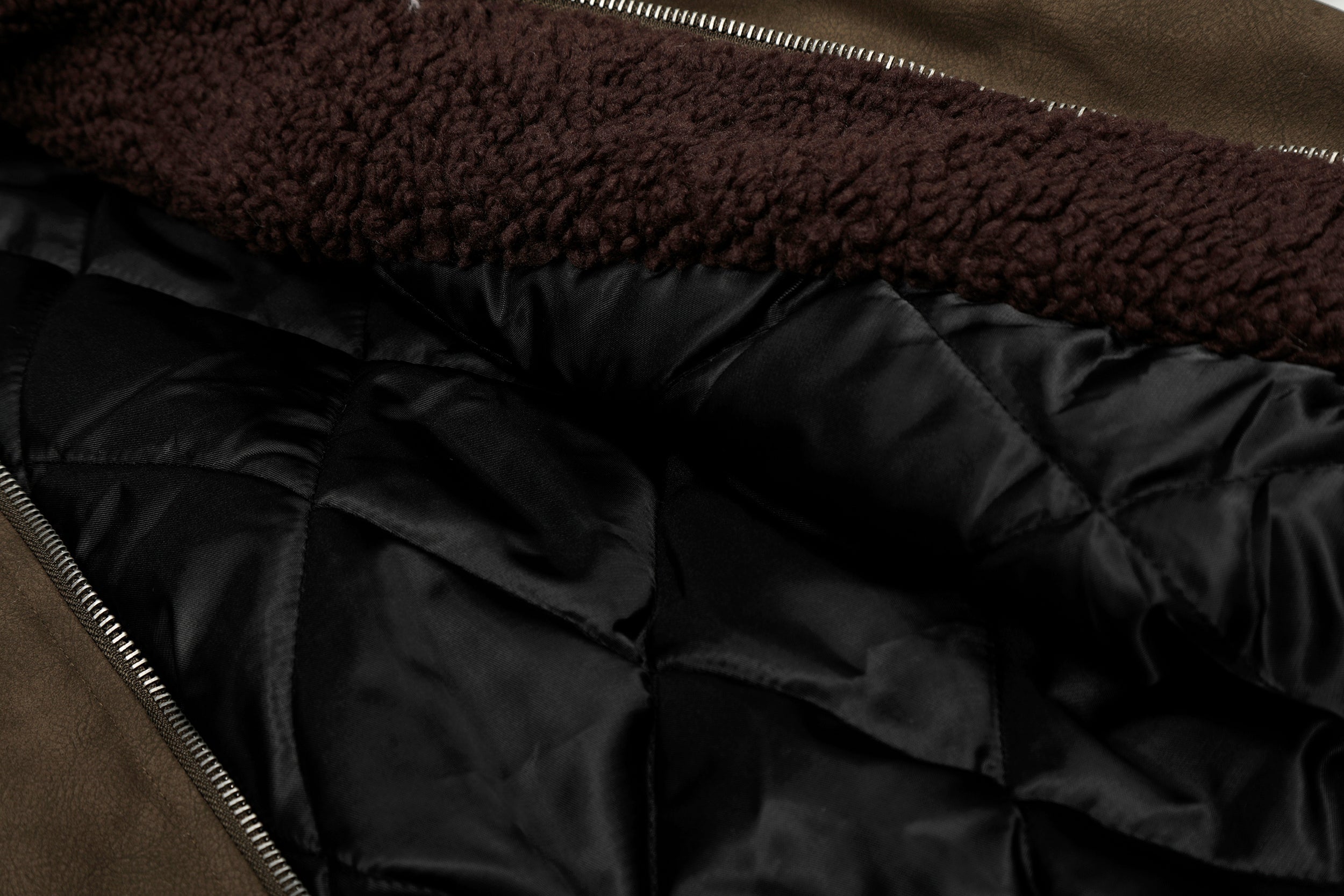 3-6-5.shop Suede-Effect Bomber Jacket
