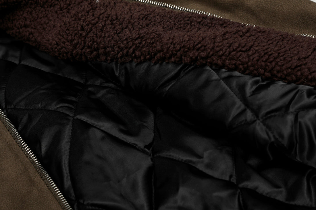 3-6-5.shop Suede-Effect Bomber Jacket