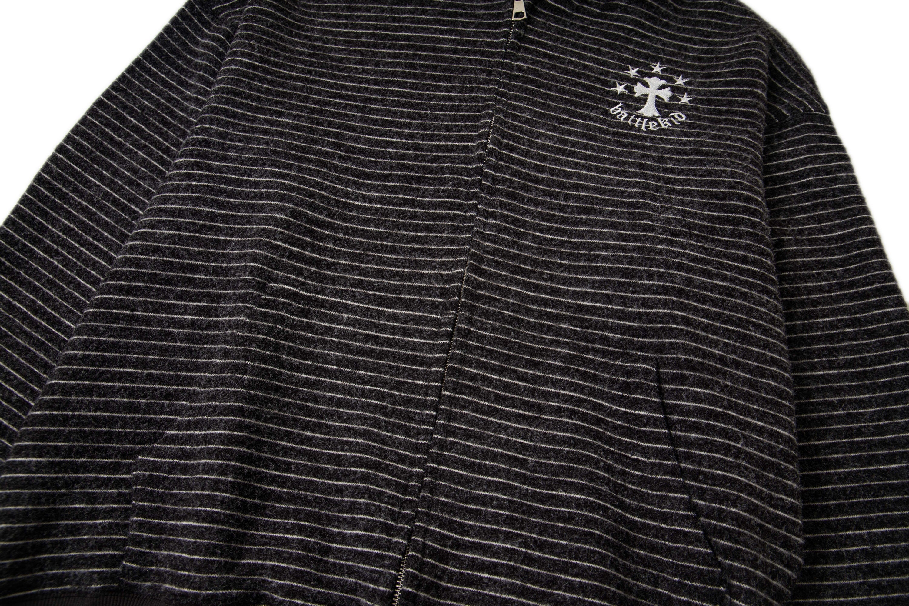 3-6-5.shop Striped Knit Zip Hoodie