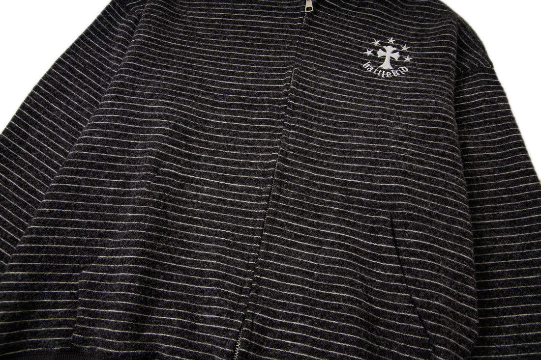 3-6-5.shop Striped Knit Zip Hoodie