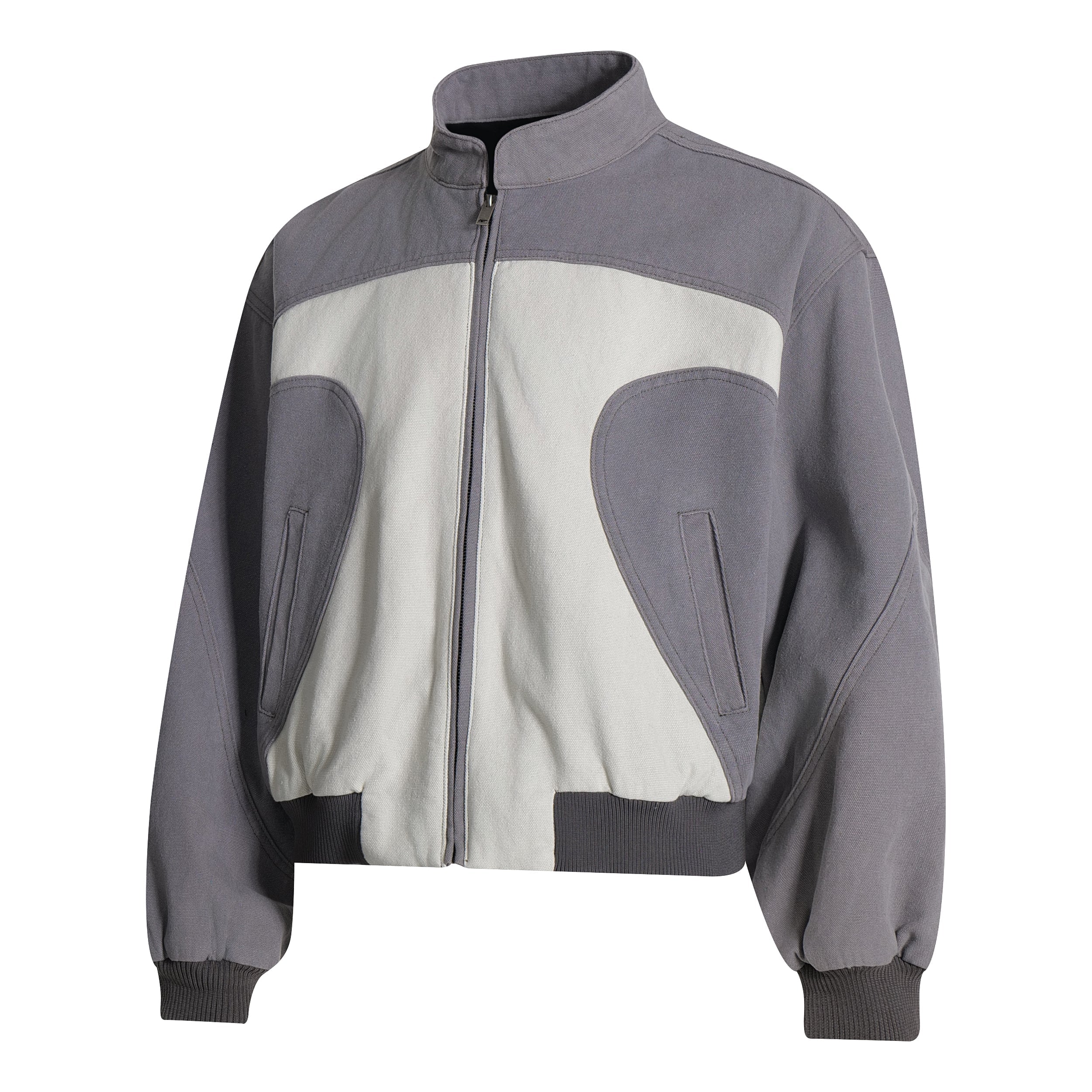 3-6-5.shop Two-Tone Curved Panel Bomber Jacket
