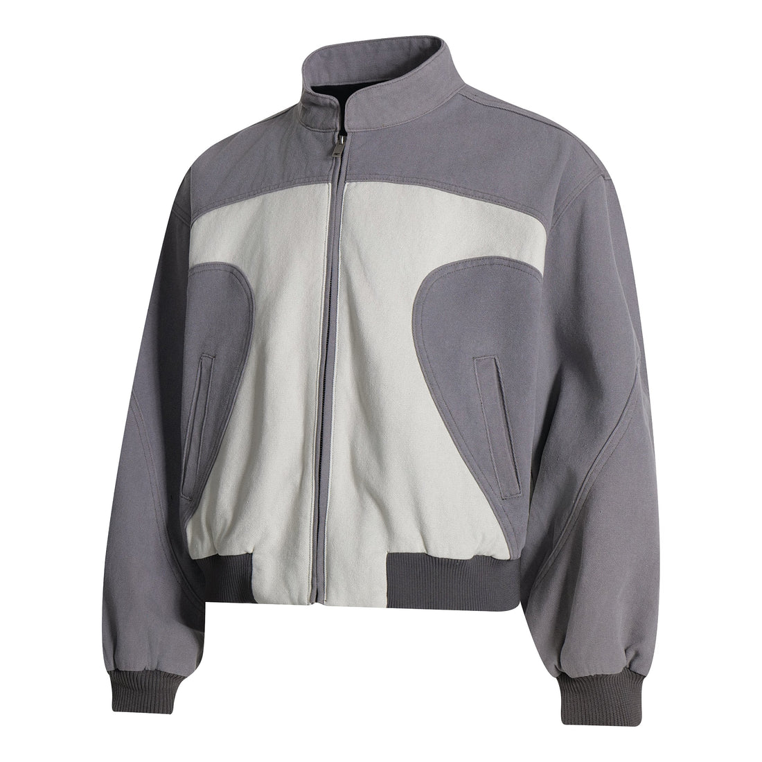 3-6-5.shop Two-Tone Curved Panel Bomber Jacket