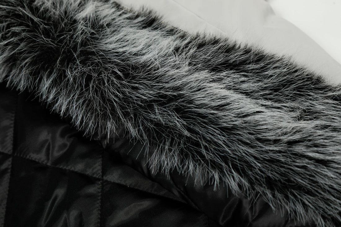 3-6-5.shop Faux Fur Hood Utility Bomber Jacket