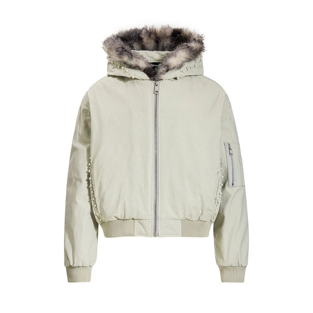 3-6-5.shop Studded Fur-Trim Hooded Jacket