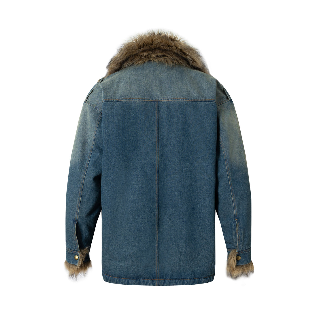 3-6-5.shop Faux-Fur Collar Denim Jacket