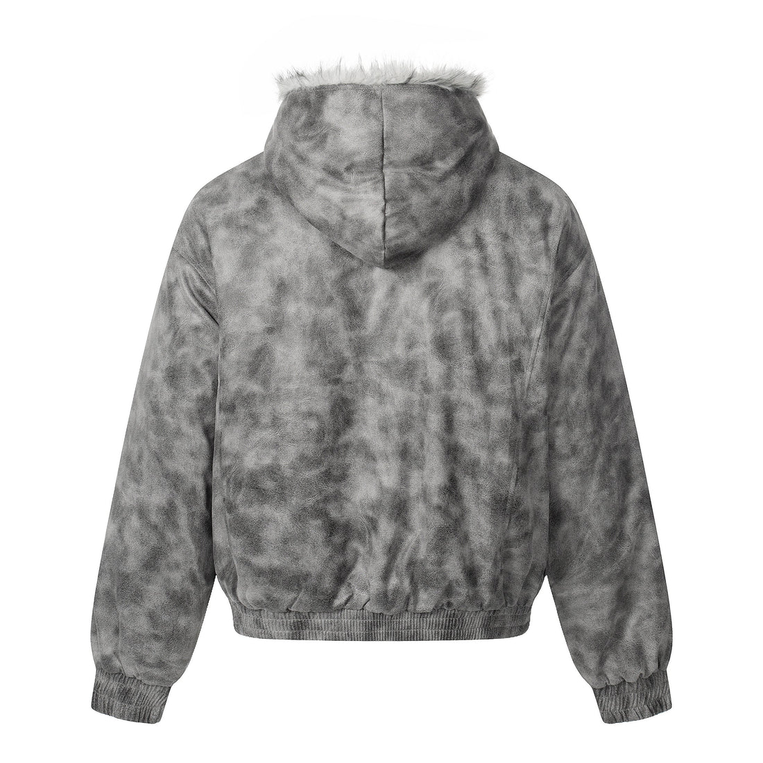 3-6-5.shop Washed Faux-Fur Hooded Jacket