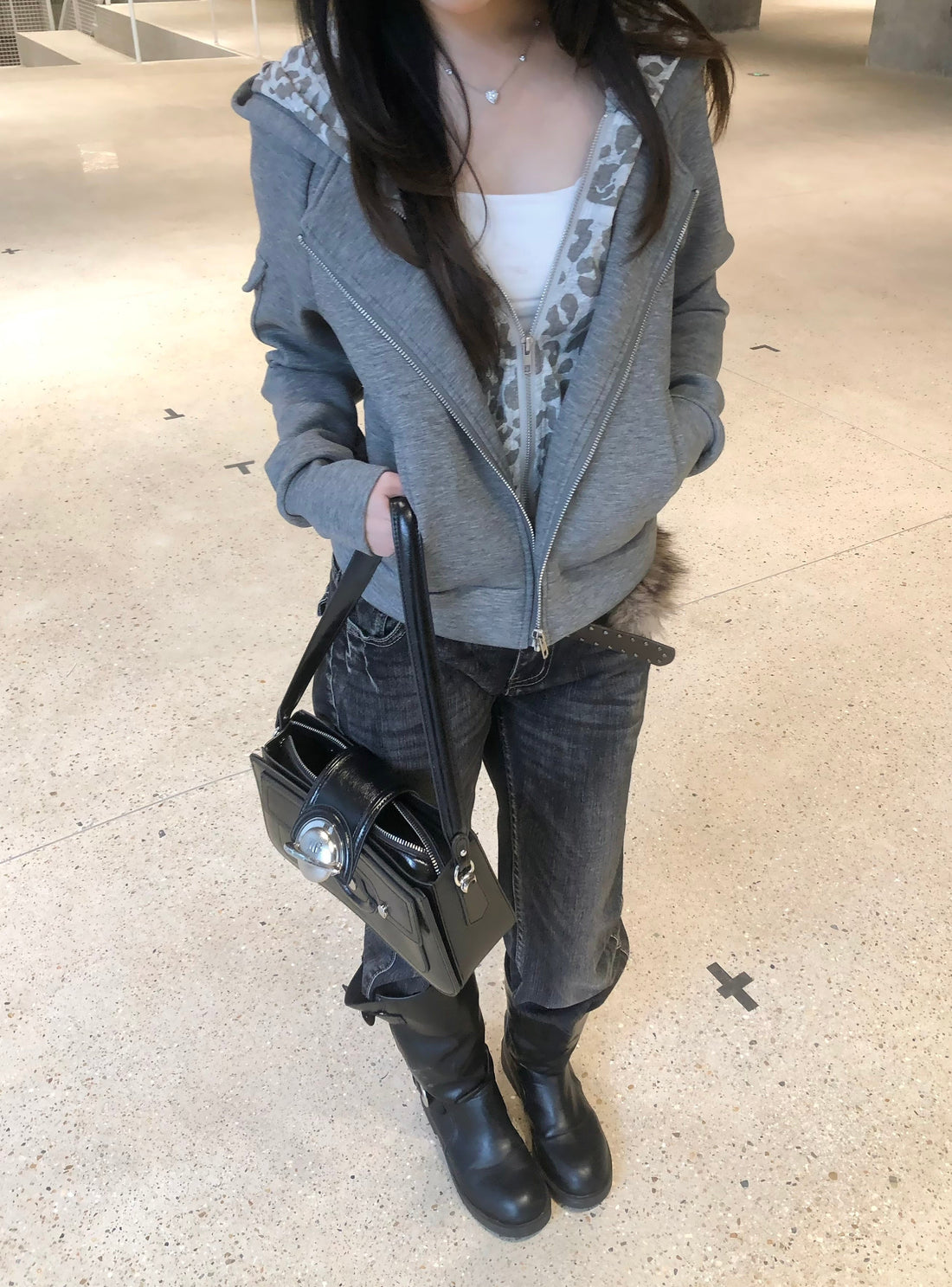 3-6-5.shop Layered Zip-Up Hoodie