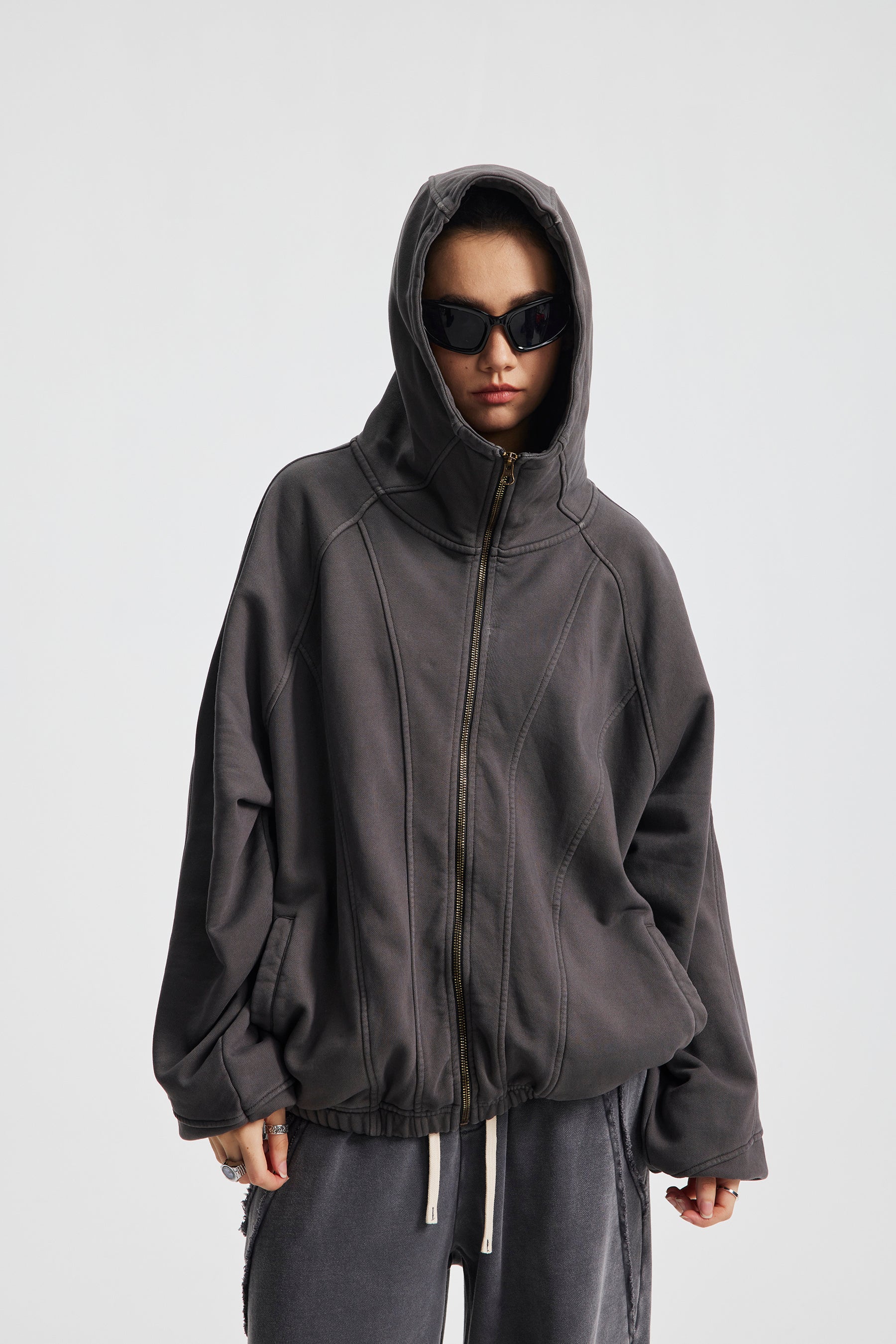 3-6-5.shop Curved-Seam Full-Zip Hoodie