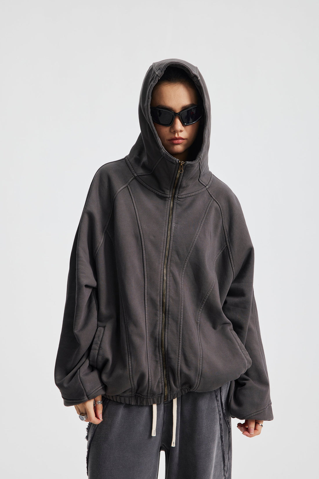 3-6-5.shop Curved-Seam Full-Zip Hoodie