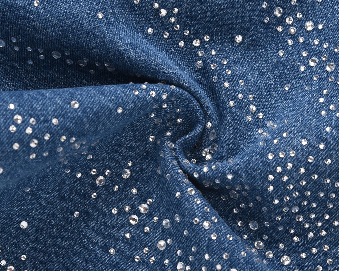 3-6-5.shop Rhinestone Burst Denim Shorts