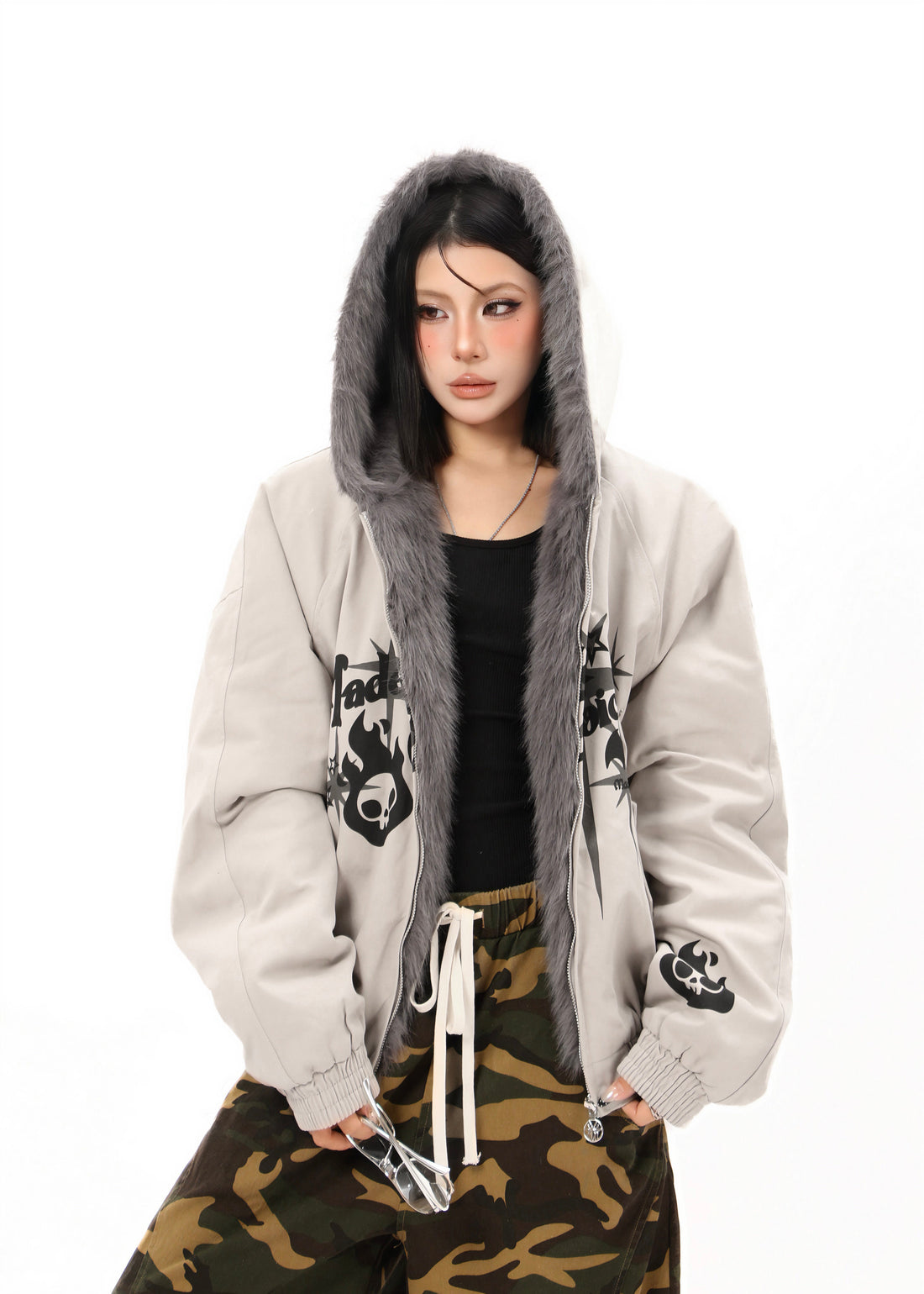 3-6-5.shop Faux Fur Collar Quilted Jacket