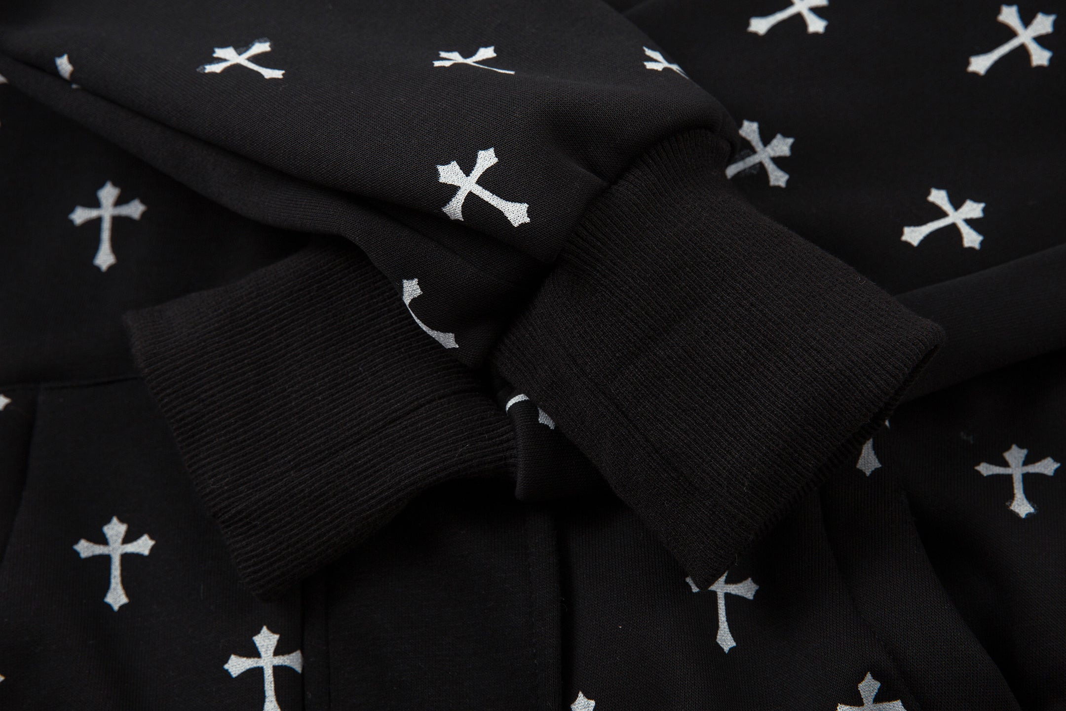 3-6-5.shop Cross Print Faux Fur Hooded Jacket