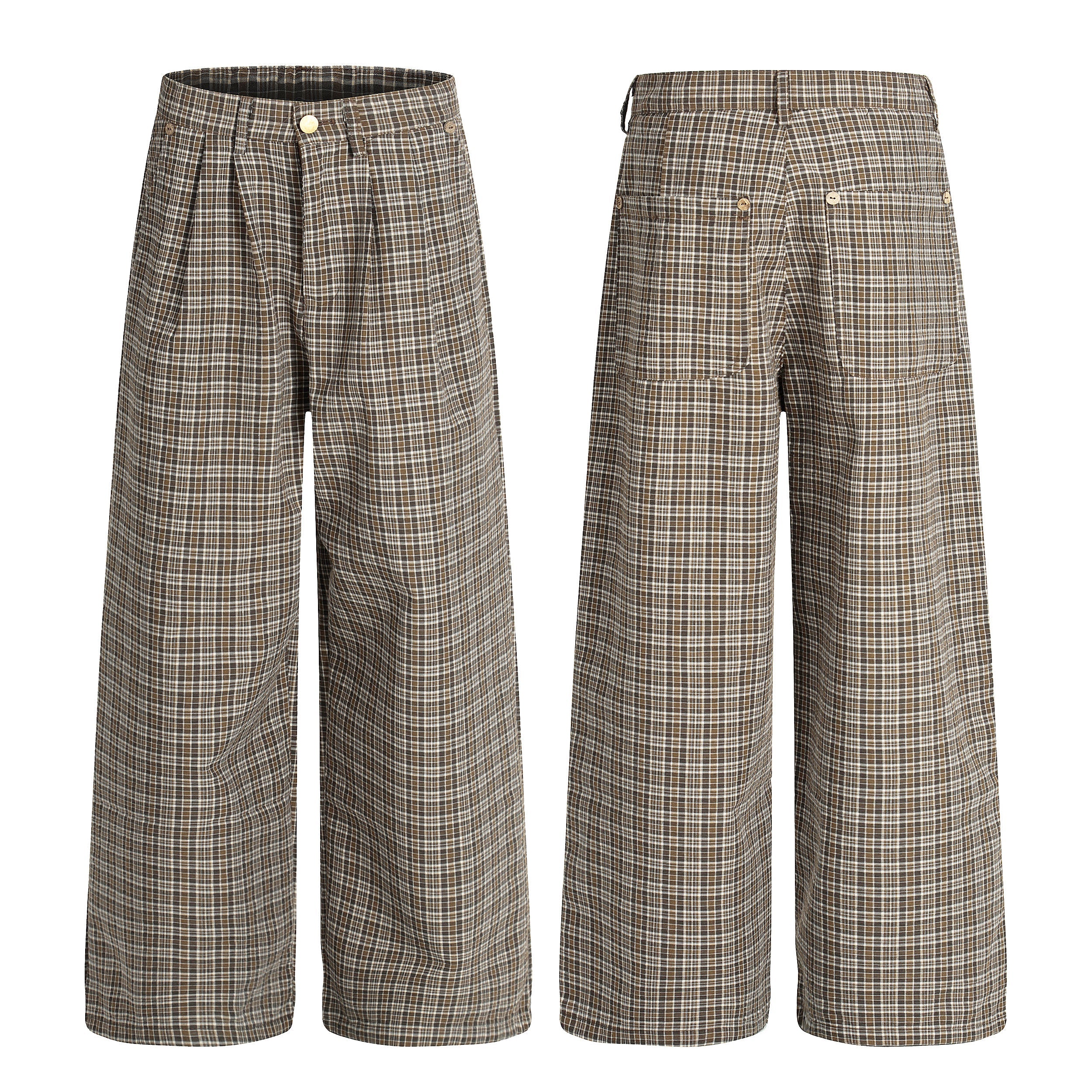 3-6-5.shop Vintage Check Wide-Leg Pants
