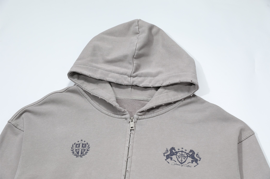 3-6-5.shop Vintage Crest Zip Hoodie