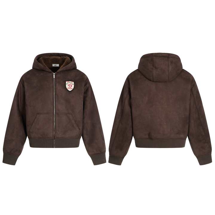 3-6-5.shop Fleece-Lined Brown Hooded Jacket