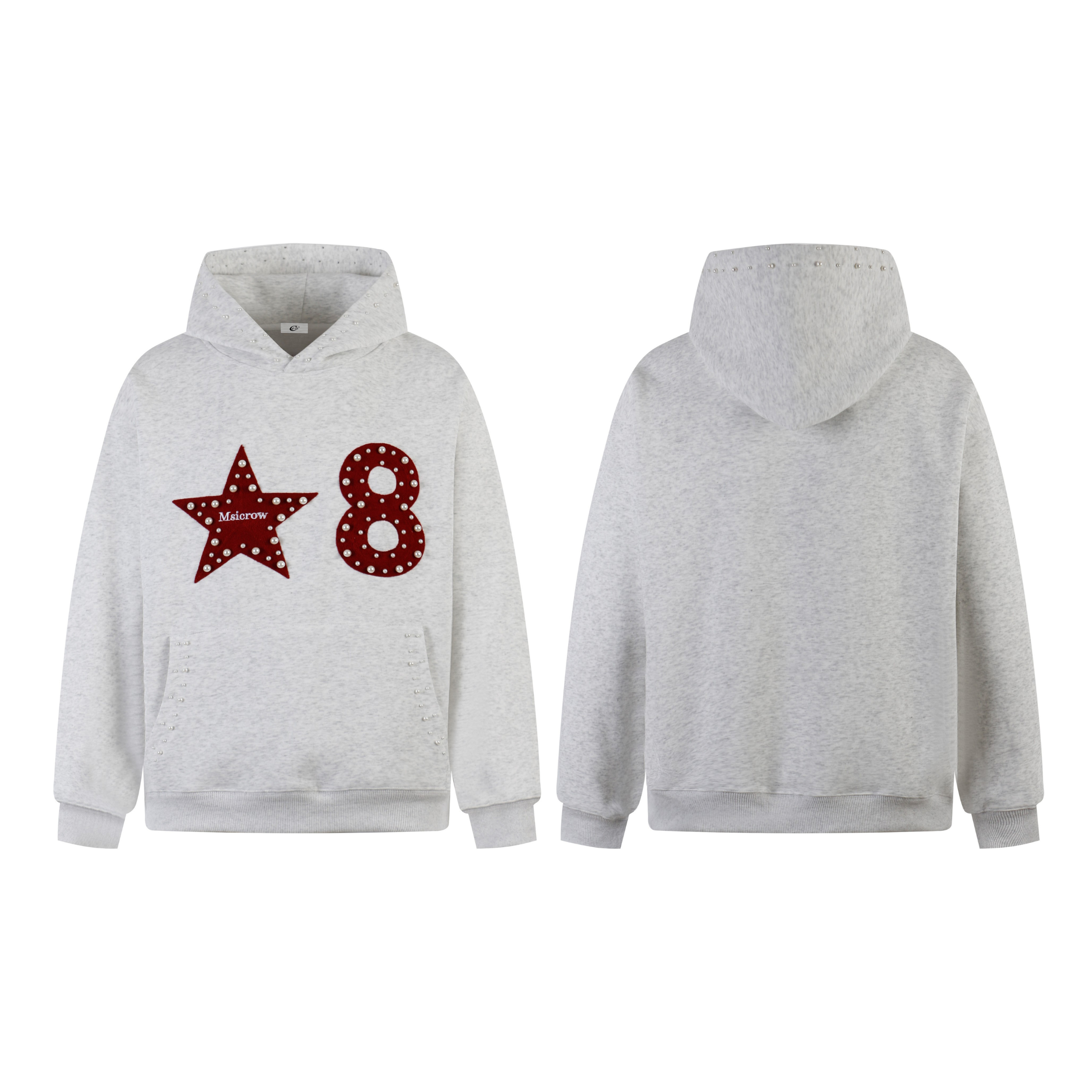 3-6-5.shop Star & Number Appliqué Hoodie