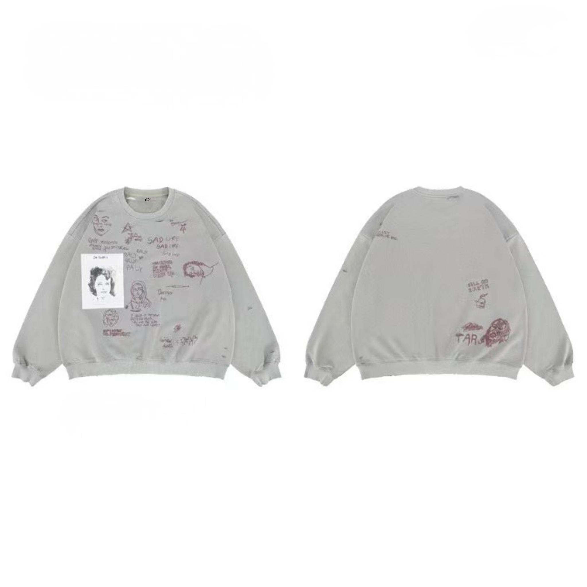 3-6-5.shop Sad Life Hand-Drawn Sweatshirt