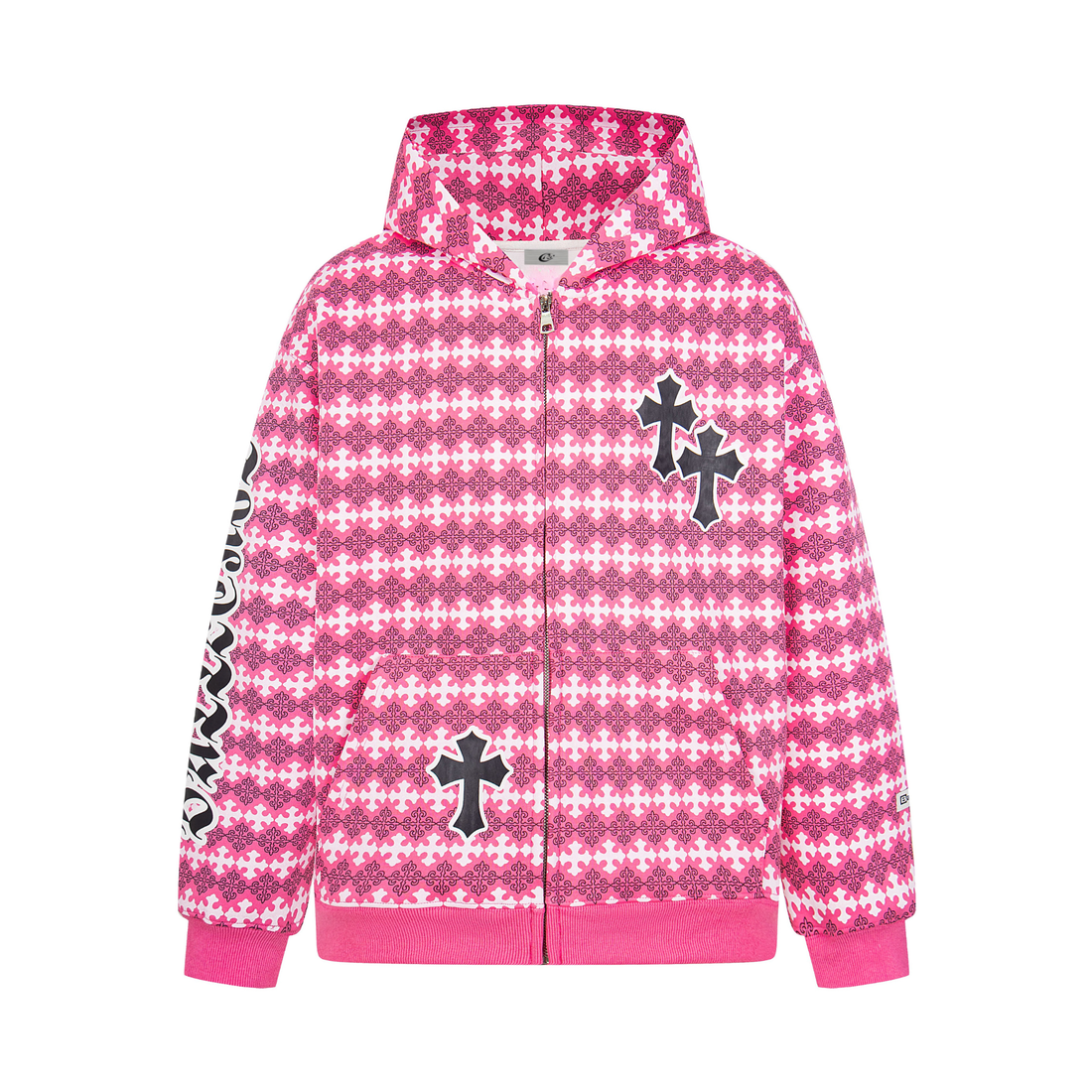 3-6-5.shop Gothic Pattern Full-Zip Hoodie