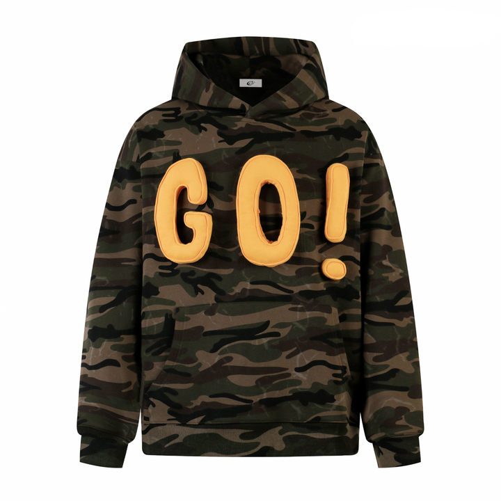 3-6-5.shop Camo “GO!” Puff Hoodie