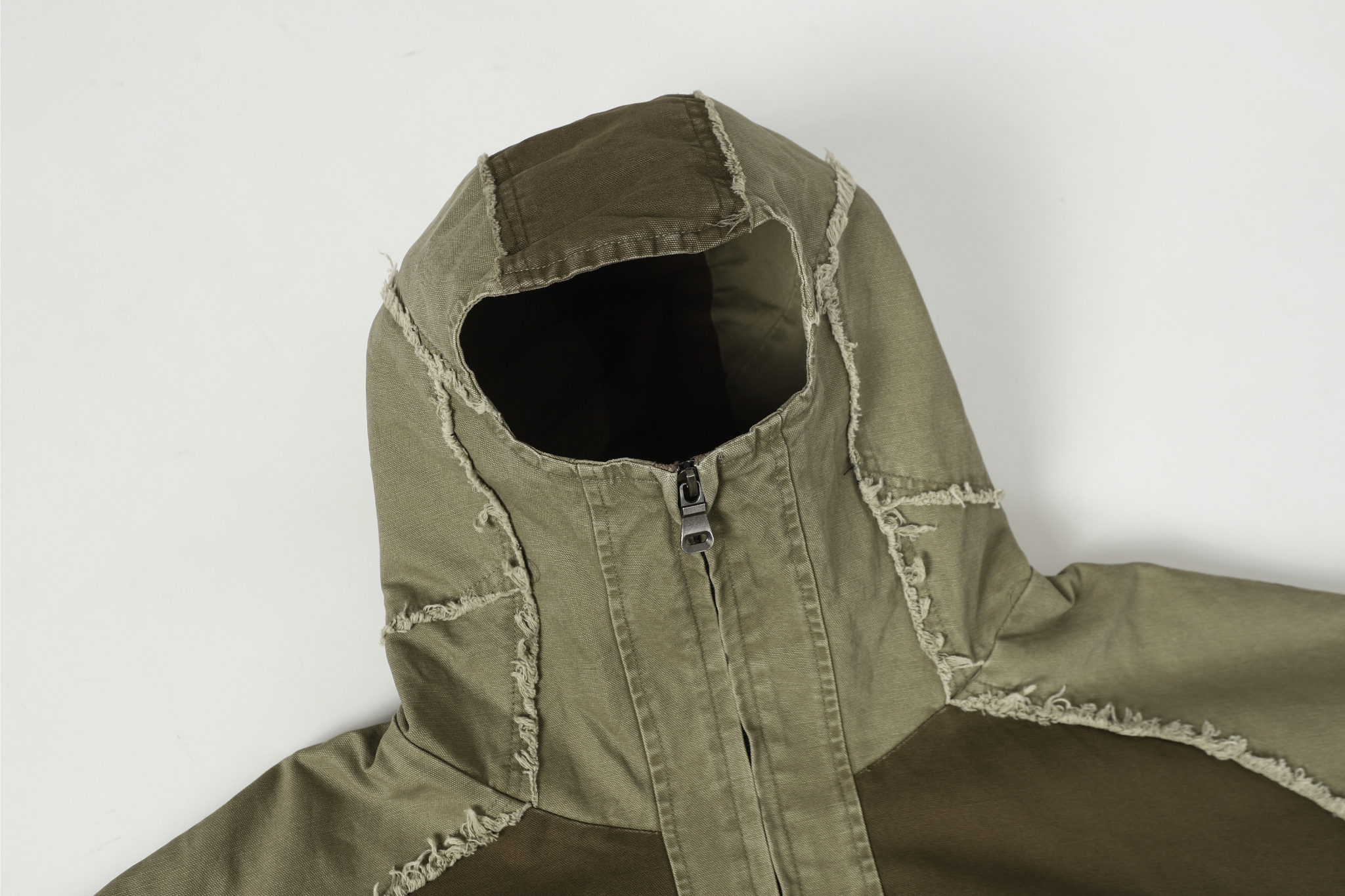 3-6-5.shop Multi-Panel Distressed Hooded Jacket