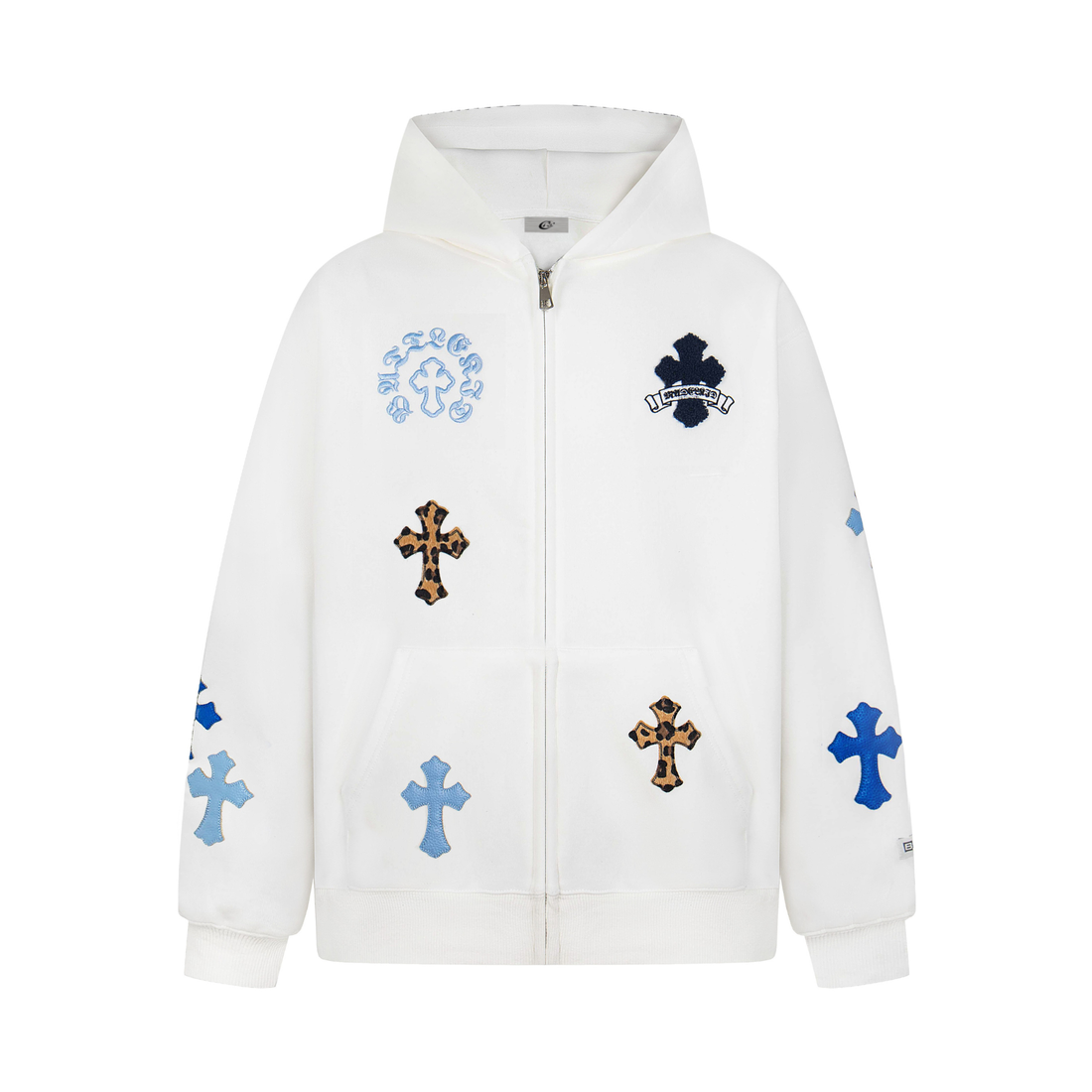 3-6-5.shop Cross Patch Full-Zip Hoodie