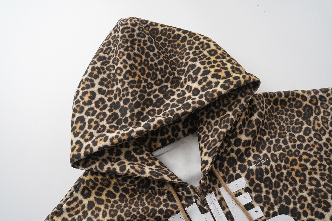 3-6-5.shop Leopard Graphic Zip-Up Hoodie